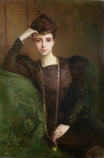 Portret van een Jonge Vrouw, ca. 1900 door Pascal Adolphe Jean Dagnan Bouveret